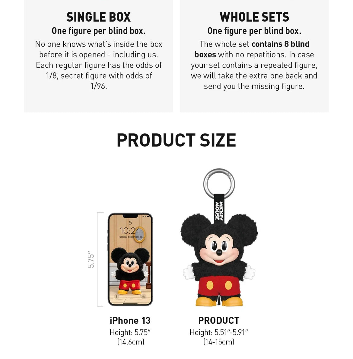 Pop Mart Disney Mickey Family Together Series Plush Keychain Single Blind Box